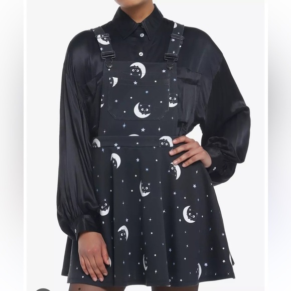 Hot Topic Chococat Moon & Stars Black Overall Skater Dress Sanrio Size XS - Picture 1 of 6
